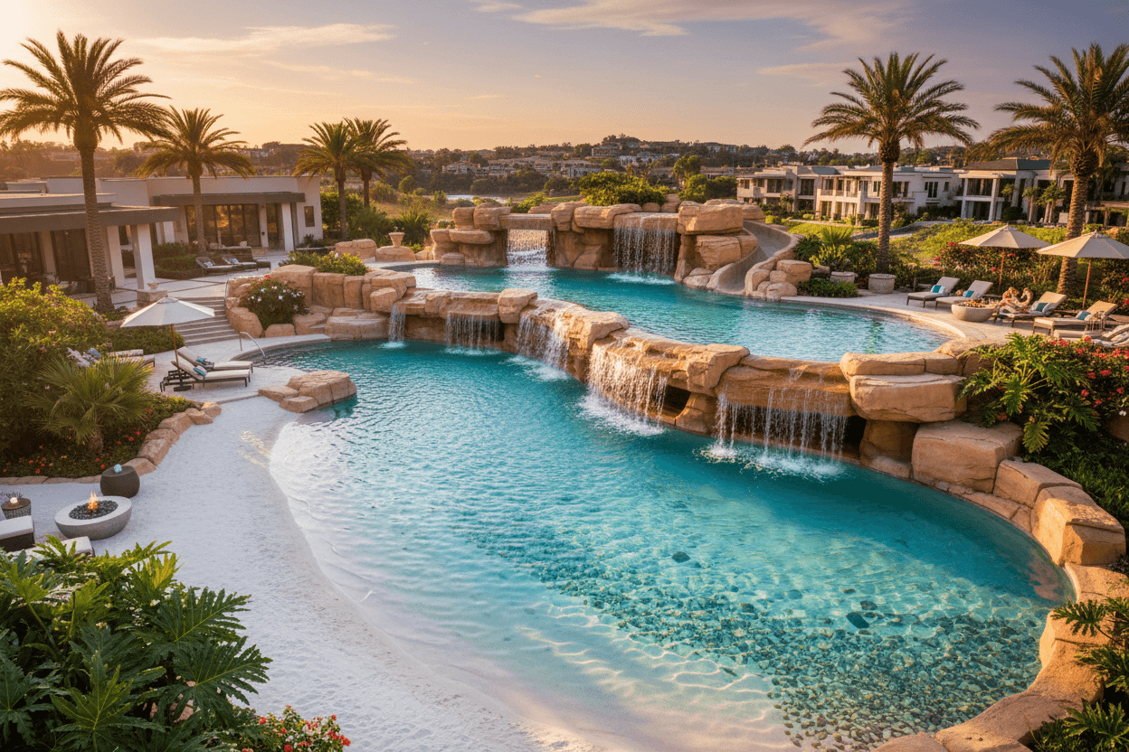Sparkling pool with clean tile