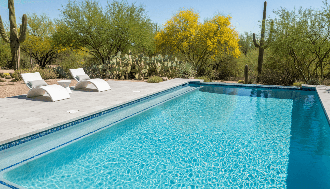 Crystal-clear residential swimming pool
