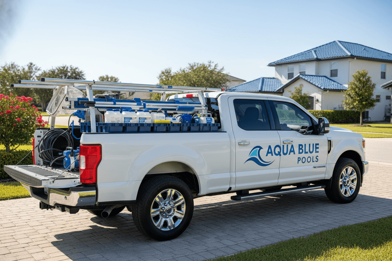 Aqua Blue Pools service truck